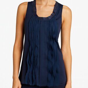 LOFT Navy Pleated Sleeveless Blouse – Size S